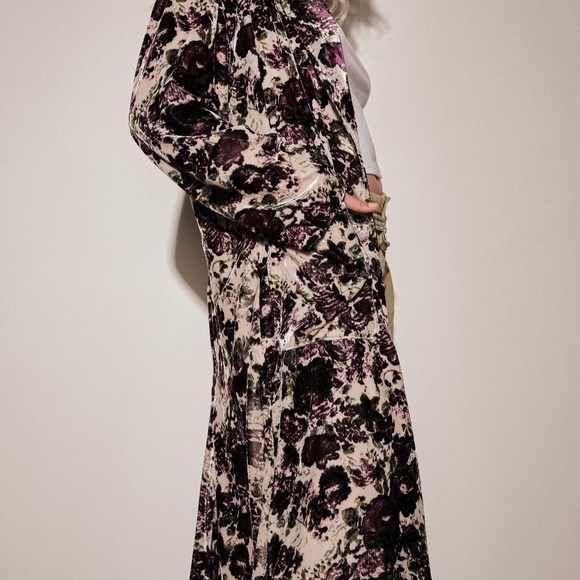 Free People Simone Velvet Duster Antique Combo NEW - Picture 3 of 6